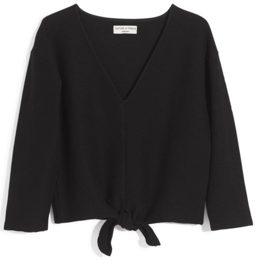 Black Madewell Texture & Thread tie front top